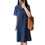 Loose Fit Rolled-Up Sleeve Denim Dress