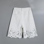 Pearl-Embellished Asymmetric Cut-Out Shorts