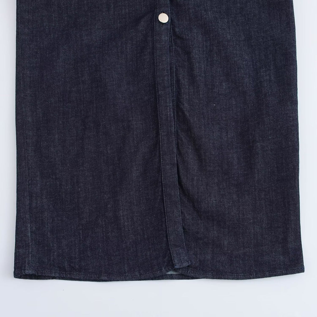 Short-Sleeve Button-Front Denim Midi Dress