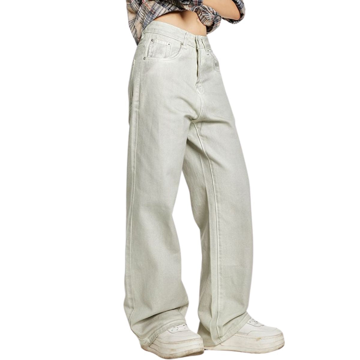 Distressed Dirty White Denim Jeans