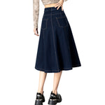 High-Waisted A-Line Knit Denim Skirt