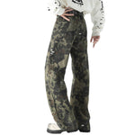 Snake Print Relaxed Fit Denim Trousers