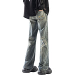 Relaxed Fit Whisker Ripped Denim Jeans