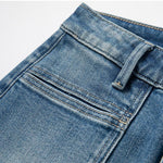 Pearl-Embellished Embroidered Patchwork Cut-Out Jeans