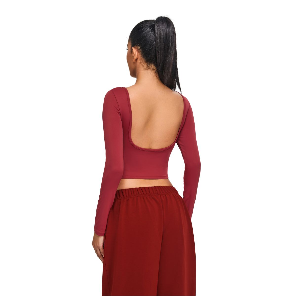 Low-Back Seamless Long-Sleeve Crop Tee