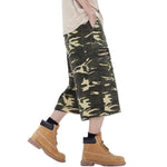 Cargo Camouflage Wide-Leg Cropped Pants