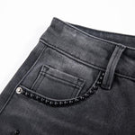 Pearl-Embellished Floral-Embroidered Whisker Jeans