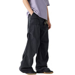 Side-Pleated Oversized Denim Jeans