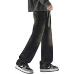 Drawstring Waist Vintage Washed Denim Jeans