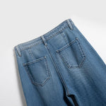 Floral Embroidered Cut-Out Baggy Jeans