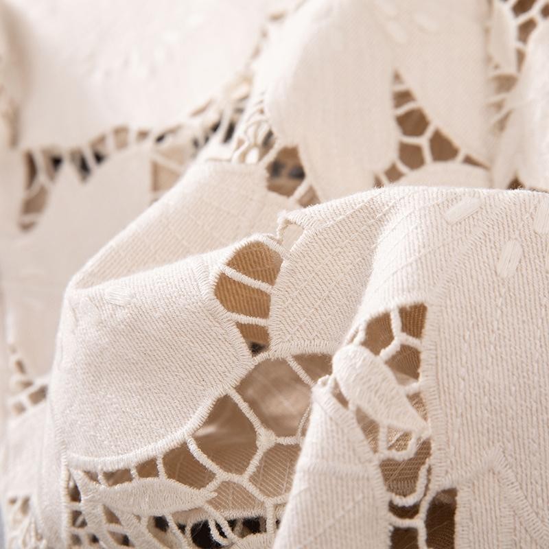 High-Rise Embroidery Cut-Out Wide-Leg Jeans