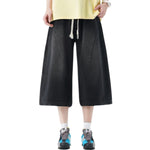 Cropped Wide-Leg Distressed Denim Pants