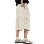 Solid Cargo Wide Leg Cropped Pants
