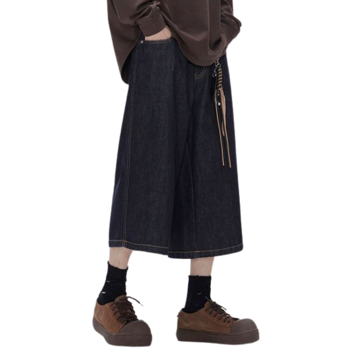 Wide Leg Selvedge Denim Cropped Pants