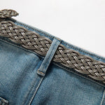 Pearl-Frog Embroidered Wide-Leg Jeans