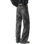 Snake Print Relaxed Fit Denim Trousers