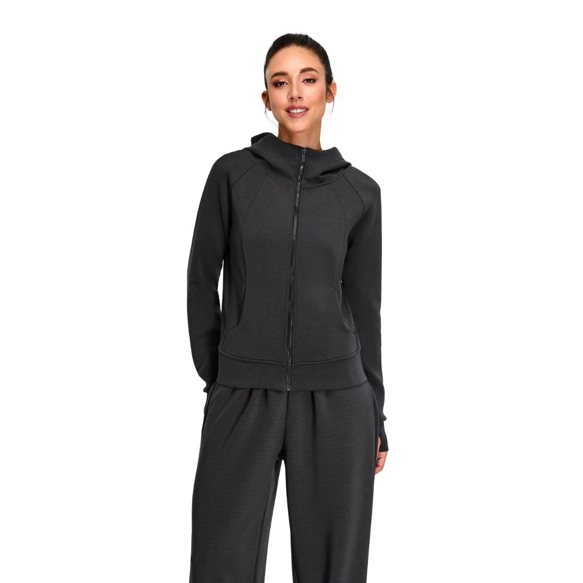 Solid Color Relaxed Fit Full-Zip Hoodie