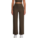 High-Waisted Solid Color Wide-Leg Yoga Pants