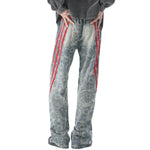 Side Stripe Jacquard-Print Wide-Leg Jeans