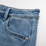 Embroidered Patchwork Cut-Out Denim Skirt