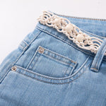 Raw Hem Ethnic Motif Embroidery Flared Jeans