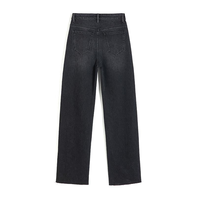 Pearl-Embellished Floral Embroidered Cut-Out Jeans