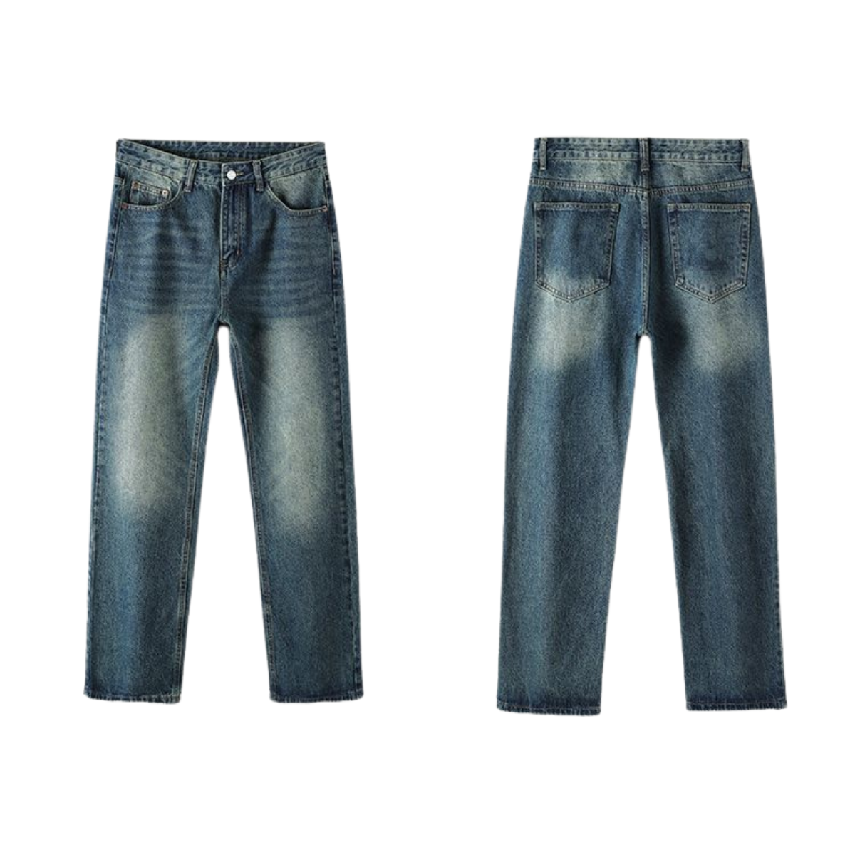 Relaxed Fit Washed Faded Denim Pants