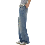 Distressed Hem Straight-Leg Ripped Jeans