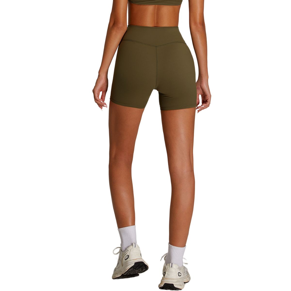 Solid Color Crossover Yoga Shorts