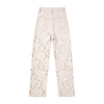 High-Rise Embroidery Cut-Out Wide-Leg Jeans