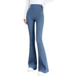 High-Waist Knit Denim Flare Pants