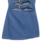 Cut-Out Denim Halter Mini Dress