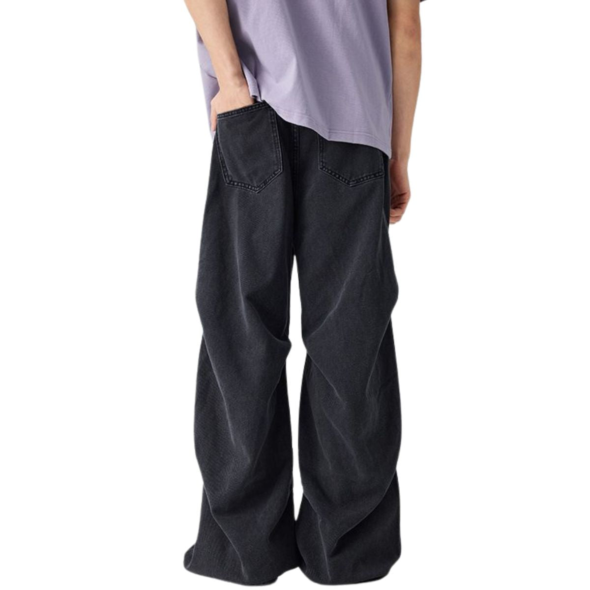 Side-Pleated Oversized Denim Jeans