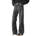 Snake Print Relaxed Fit Denim Trousers