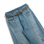 Pearl-Frog Embroidered Wide-Leg Jeans