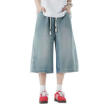 Cropped Wide-Leg Washed Denim Pants