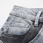 Patchwork Pearl-Frog Closure Embroidered Jeans