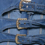 Cut-Out Denim Halter Mini Dress