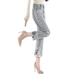 Relaxed-Fit Patchwork Embroidered Cropped Jeans