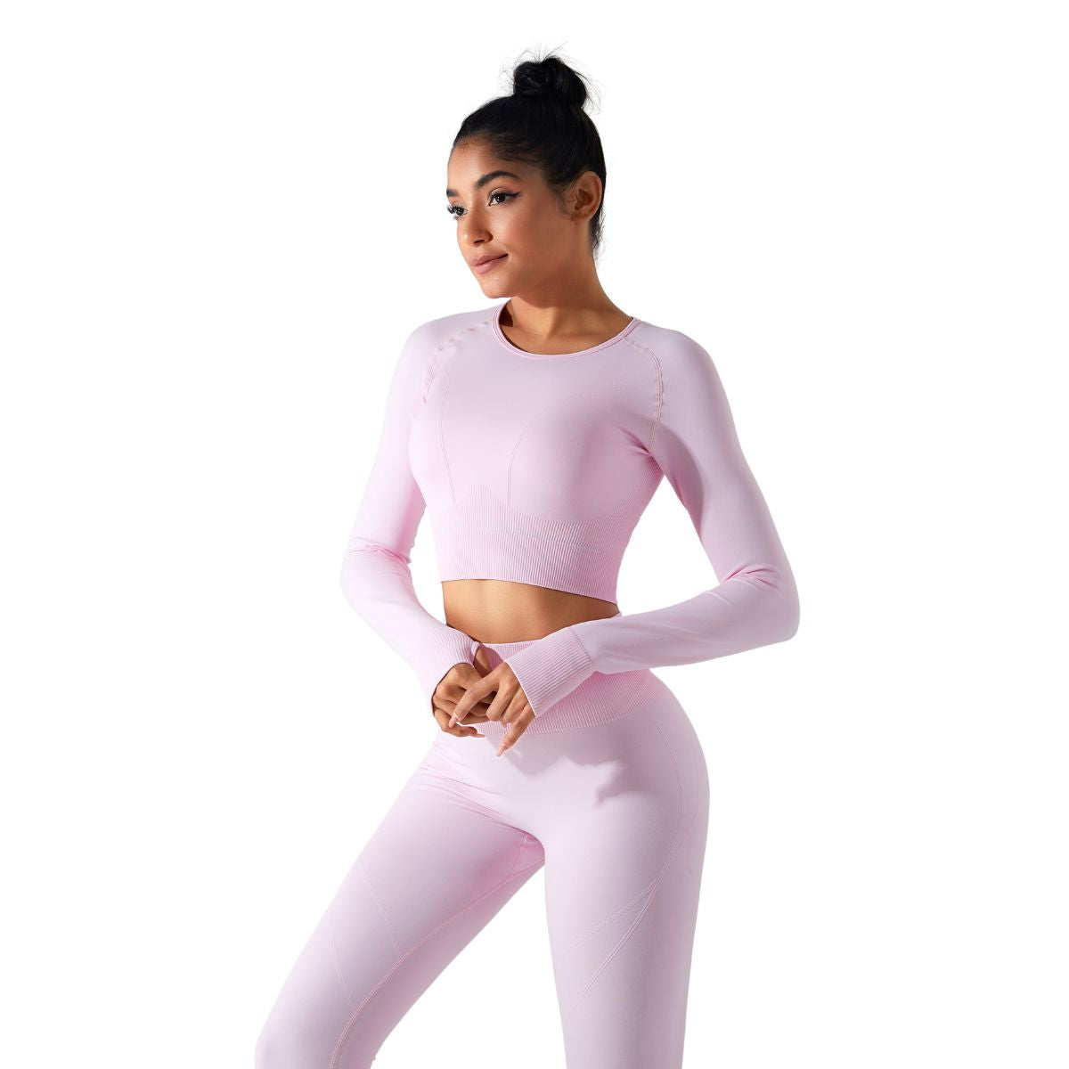 Thumb Holes Cropped Long-Sleeve Shirt