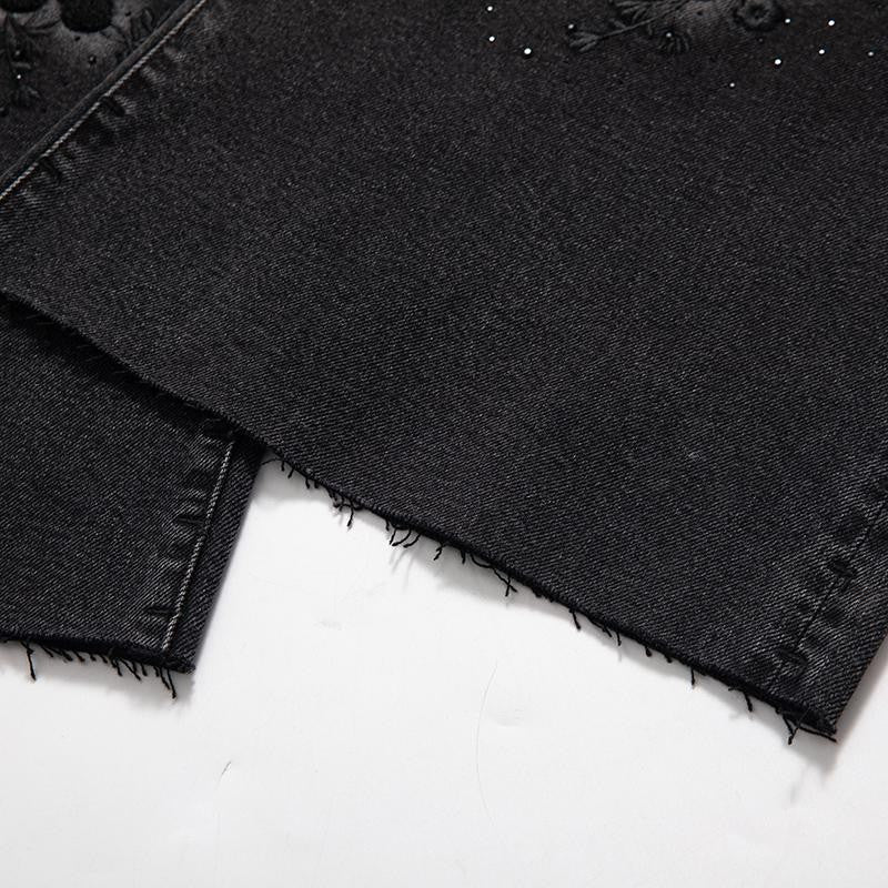 Pearl-Beaded & Rhinestones-Transferred Embroidered Jeans