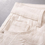 High-Rise Embroidery Cut-Out Wide-Leg Jeans