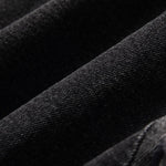 Raw-Edge Hem Heavily Embroidered Denim Skirt