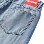 Distressed Hem Straight-Leg Ripped Jeans