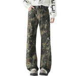 Snake Print Relaxed Fit Denim Trousers