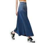 High-Waisted A-Line Maxi Knit Denim Skirt