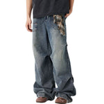 Side-Pleated Oversized Denim Jeans