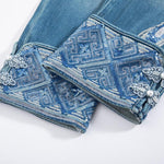 Phoenix-Embroidered Sequin Tapered Ankle Jeans