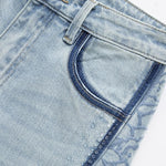 Lightweight Rhinestone & Embroidered Cut-Out Jeans