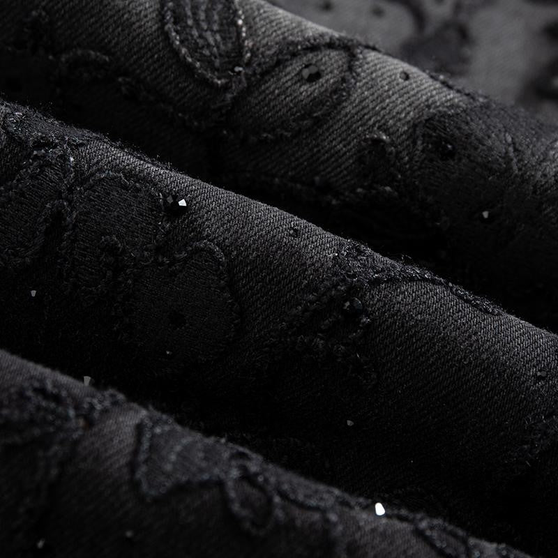 Rhinestone & Rope Embroidery Straight Leg Jeans